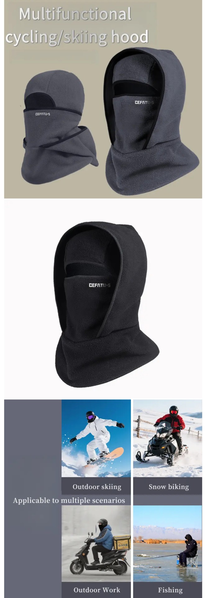 雪地骑行双人实测360°保暖头套