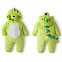 幼儿粉色恐龙连体衣亲子展示